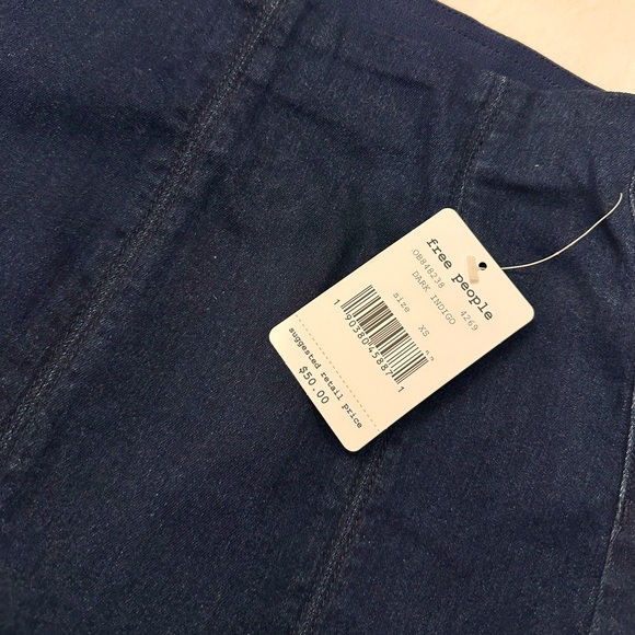 NWT ✨ Free People Femme Fatal dark indigo denim mini skirt - Picture 6 of 14